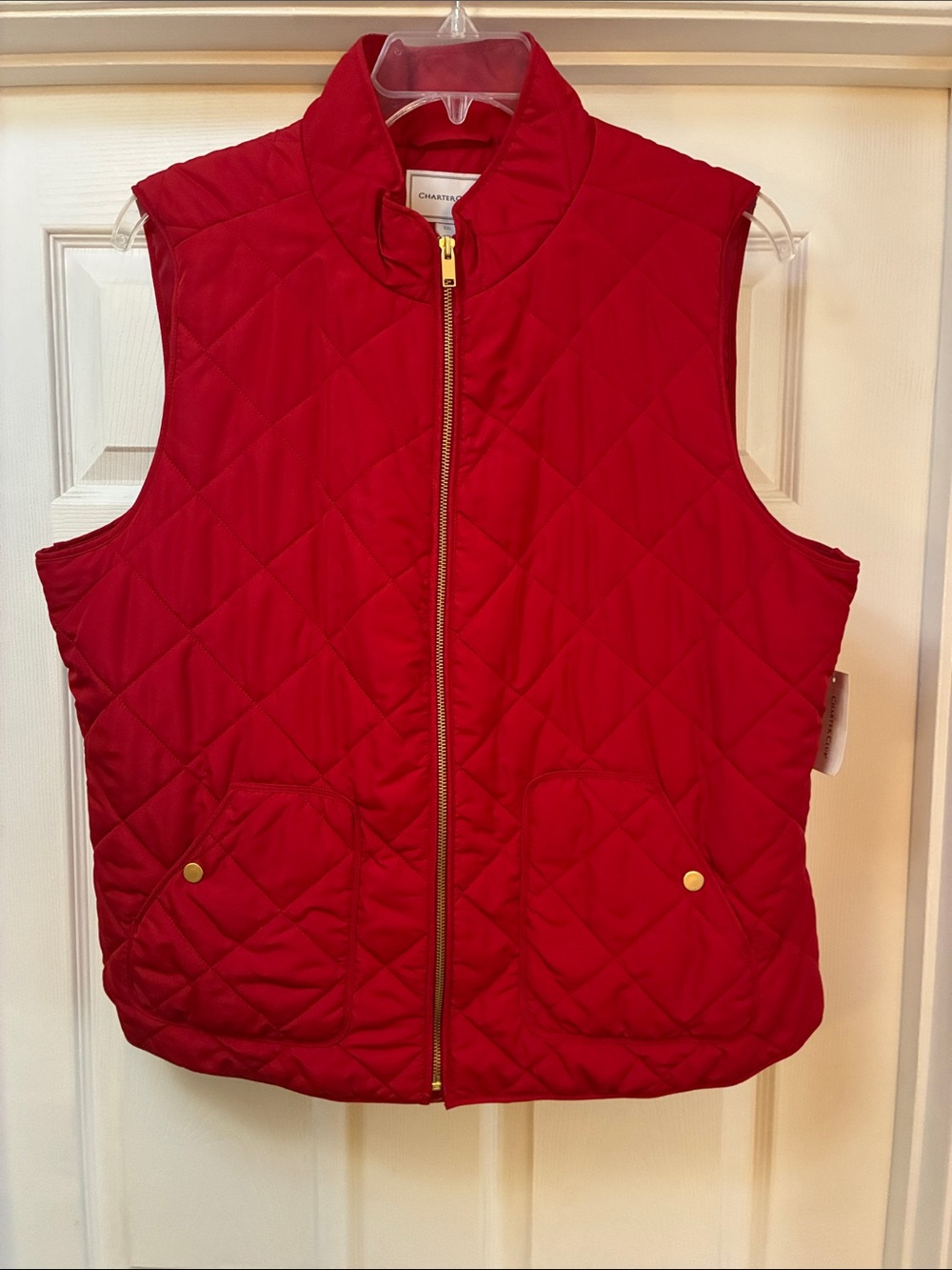 Charter Club NWT Quilted Red Zip-Front Vest XXL